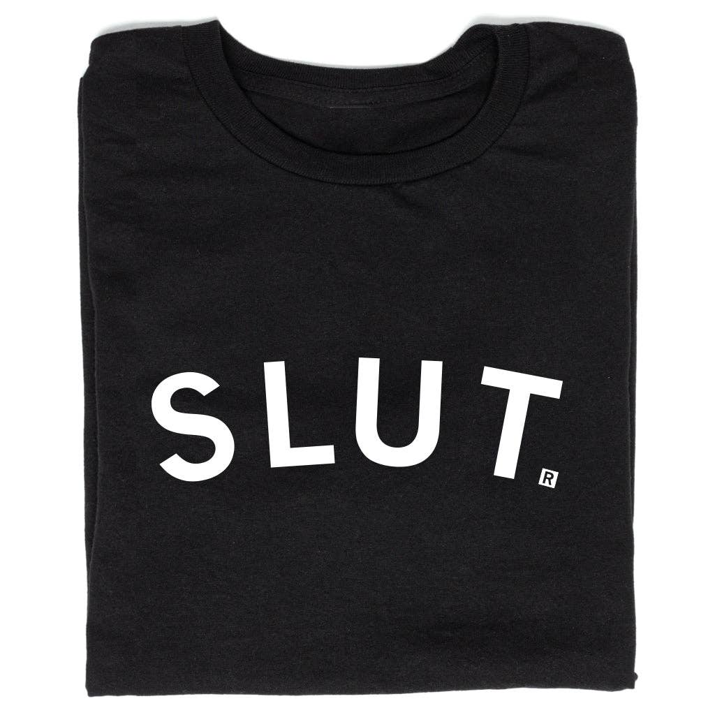 Slut Graphic T-Shirt, Black with White Screen Print