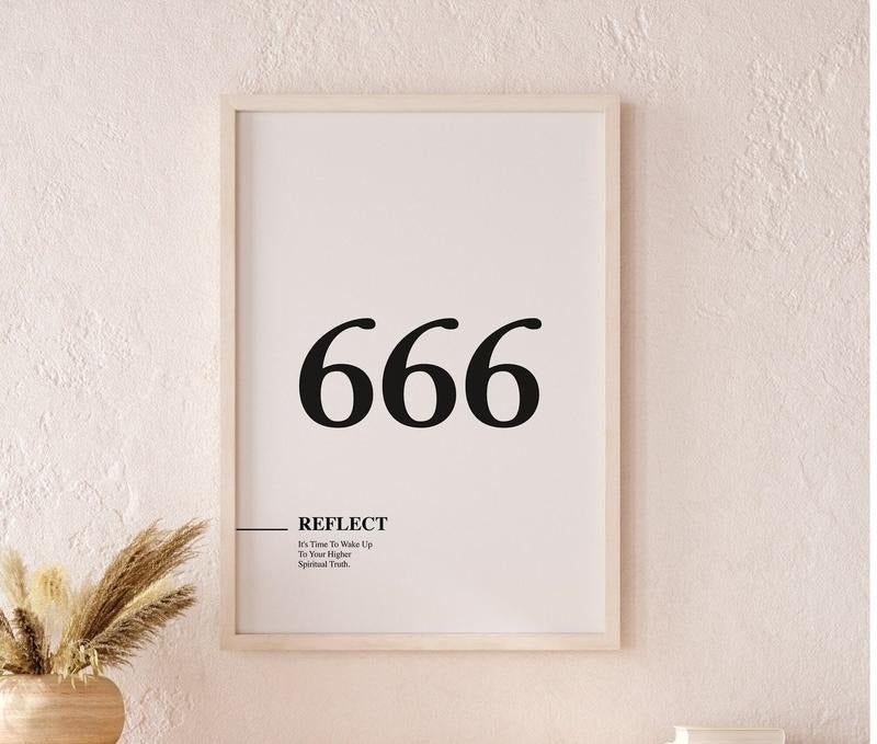 666 Angel Number, Angel Number Print, Trendy Wall Art Print, Alignment, Manifestation Energy Spiritual Poster, Poster...