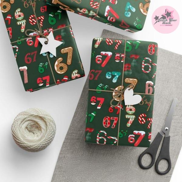 67 Meme Christmas Gift Wrap, funny wrapping paper for kids Gunpla brand teens, perfect for holiday presents Gunpla brand...