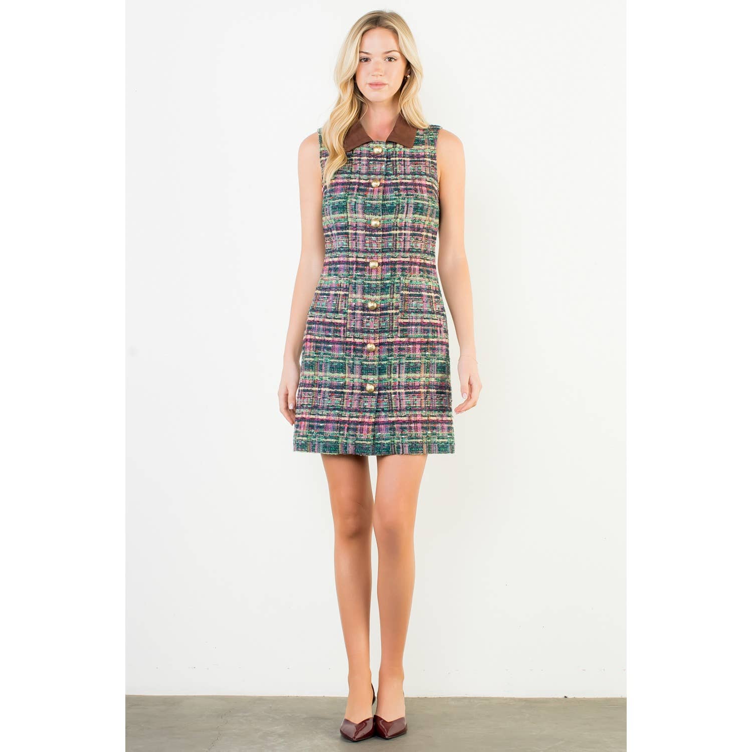 Sleeveless Tweed Knit Dress
