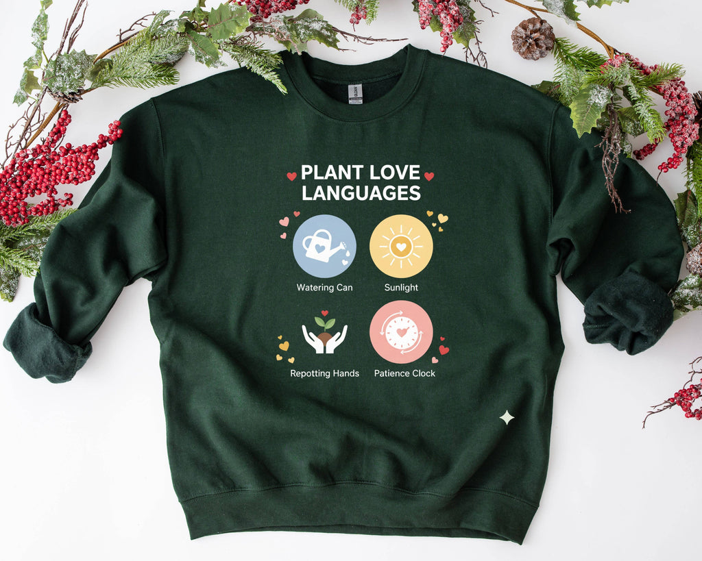 Plant Love Languages Sweatshirt, Valentine’S Day Gift For Plant Lovers, Funny Gardening Crewneck, Plant Mom Sweater