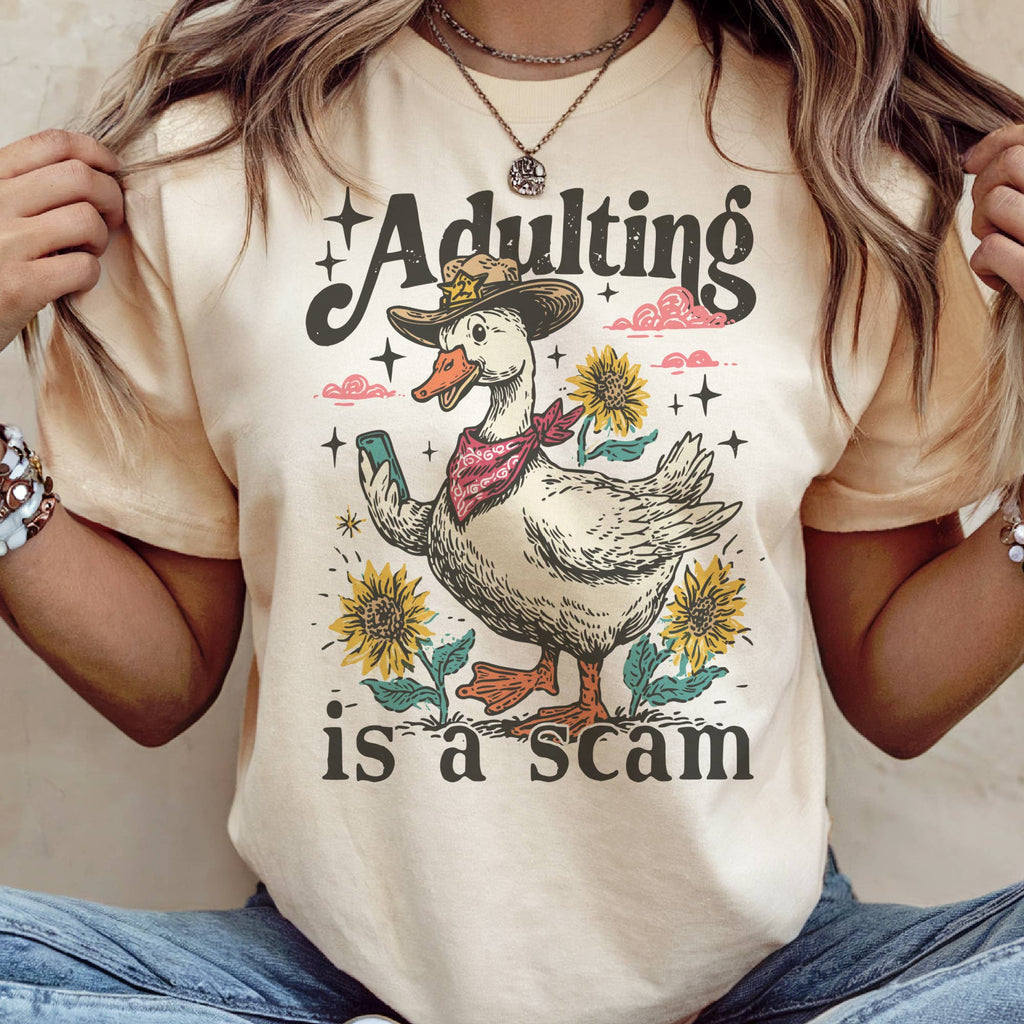 Sarcastic Duck Adulting Is A Scam Relatable Graphic Tee