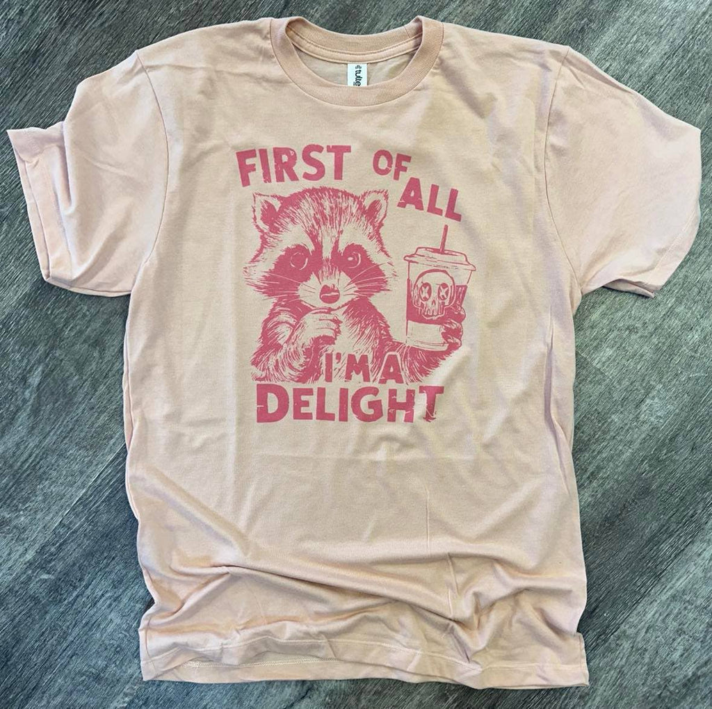 First of All I'm A Delight On Tultex Heather Peach