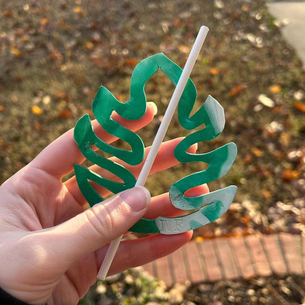 Variegated Monstera Leaf Polymer Clay Hair Pin