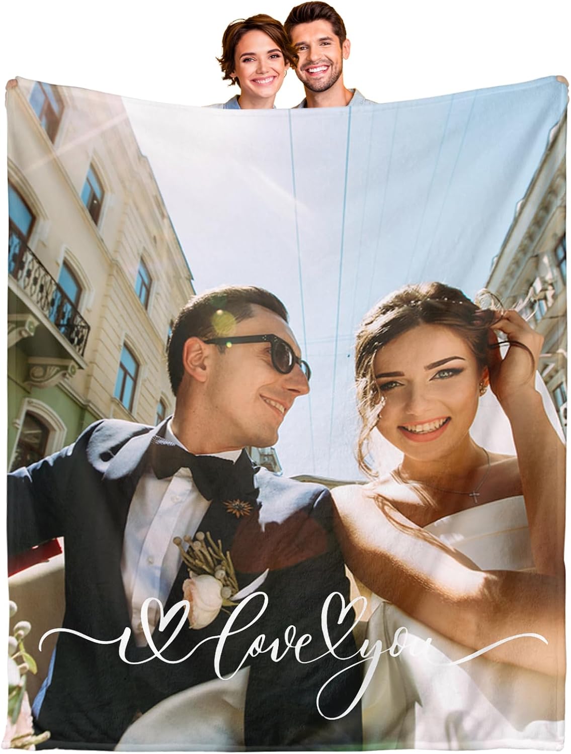 Ships Next Day, Custom Blanket with Picture Text - HD Printed in USA Personalized Photo Blanket Flannel, Customized Valentine's Day Birthday Couple Gifts for Girlfriend Boyfriend Mom Dad Wife Husband