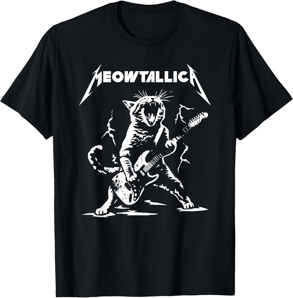Meowtallica Funny Cat Kitten Lovers Playing Guitar T-Shirt