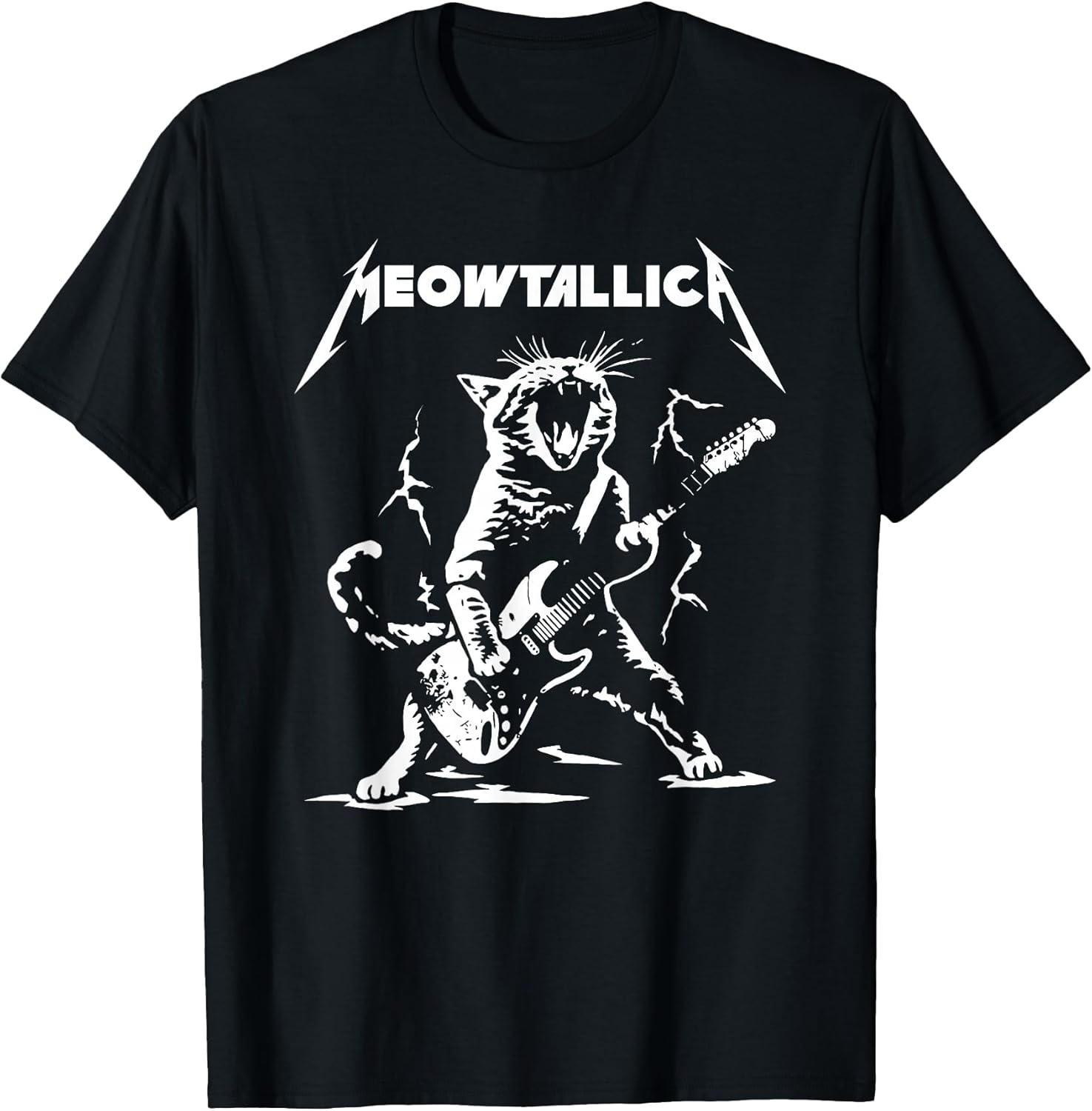 Meowtallica Funny Cat Kitten Lovers Playing Guitar T-Shirt