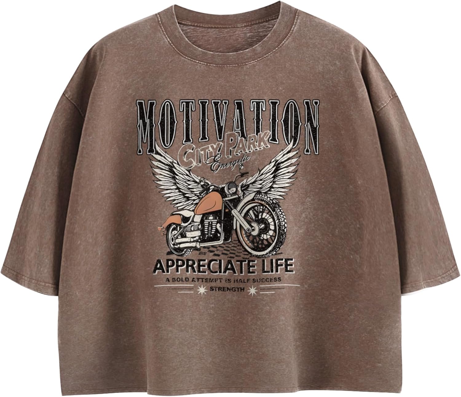 Motorcycle Cropped Graphic Vintage Tees for Women Y2k Aesthetic Baggy Crop Top Acid Wash Motivation T Shirt Trendy