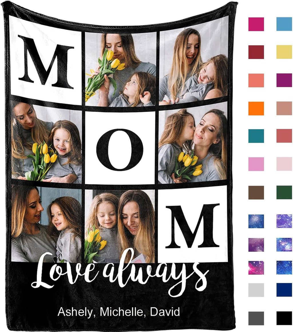 Yofair Mothers Day Birthday Gifts for Mom Custom Blanket with Picture Personalized Mother's Day Blankets Gifts Customized Photo Blanket Mom Birthday Gifts for Women 50" W x 60" L