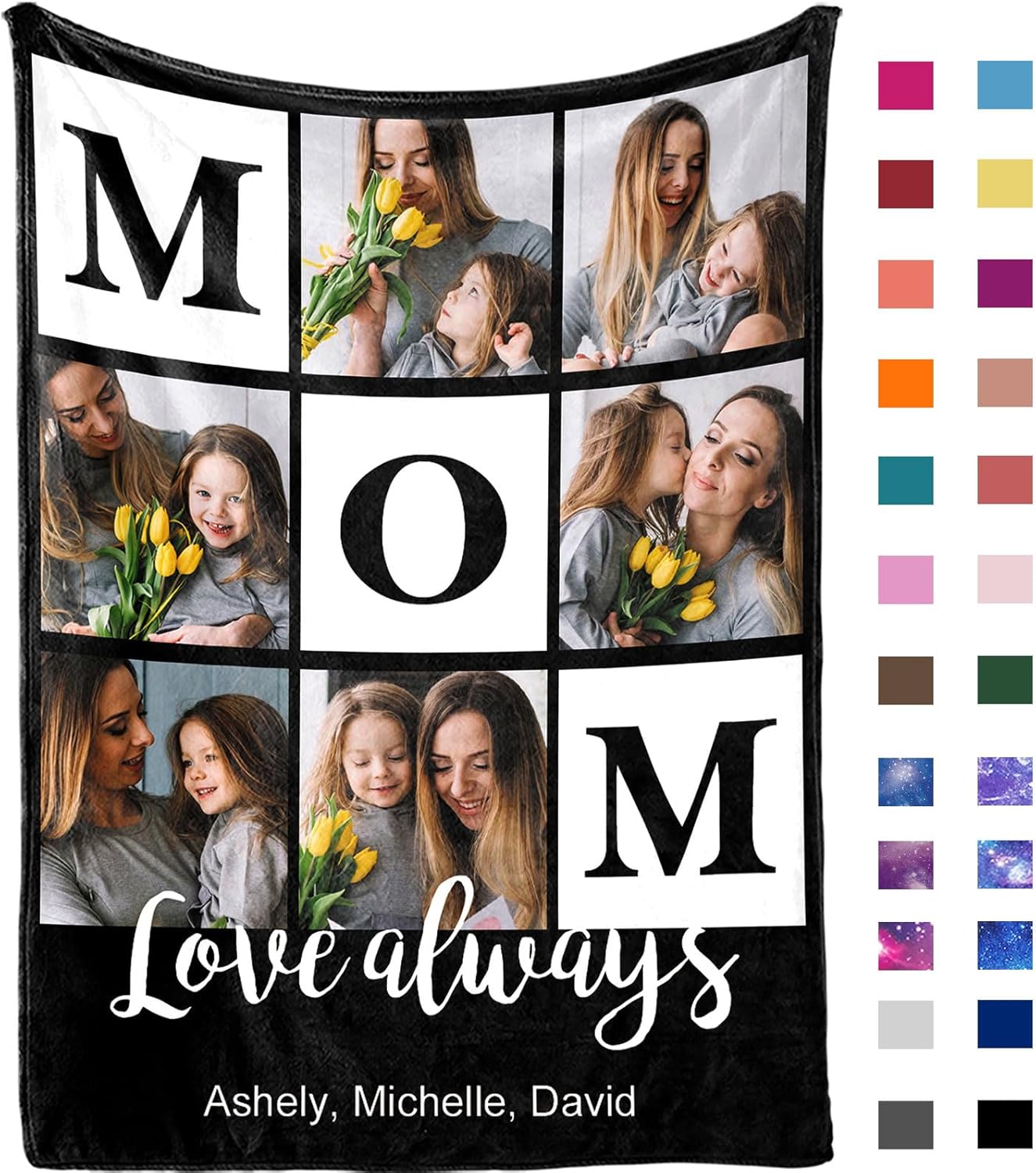 Yofair Mothers Day Birthday Gifts for Mom Custom Blanket with Picture Personalized Mother's Day Blankets Gifts Customized Photo Blanket Mom Birthday Gifts for Women 50" W x 60" L