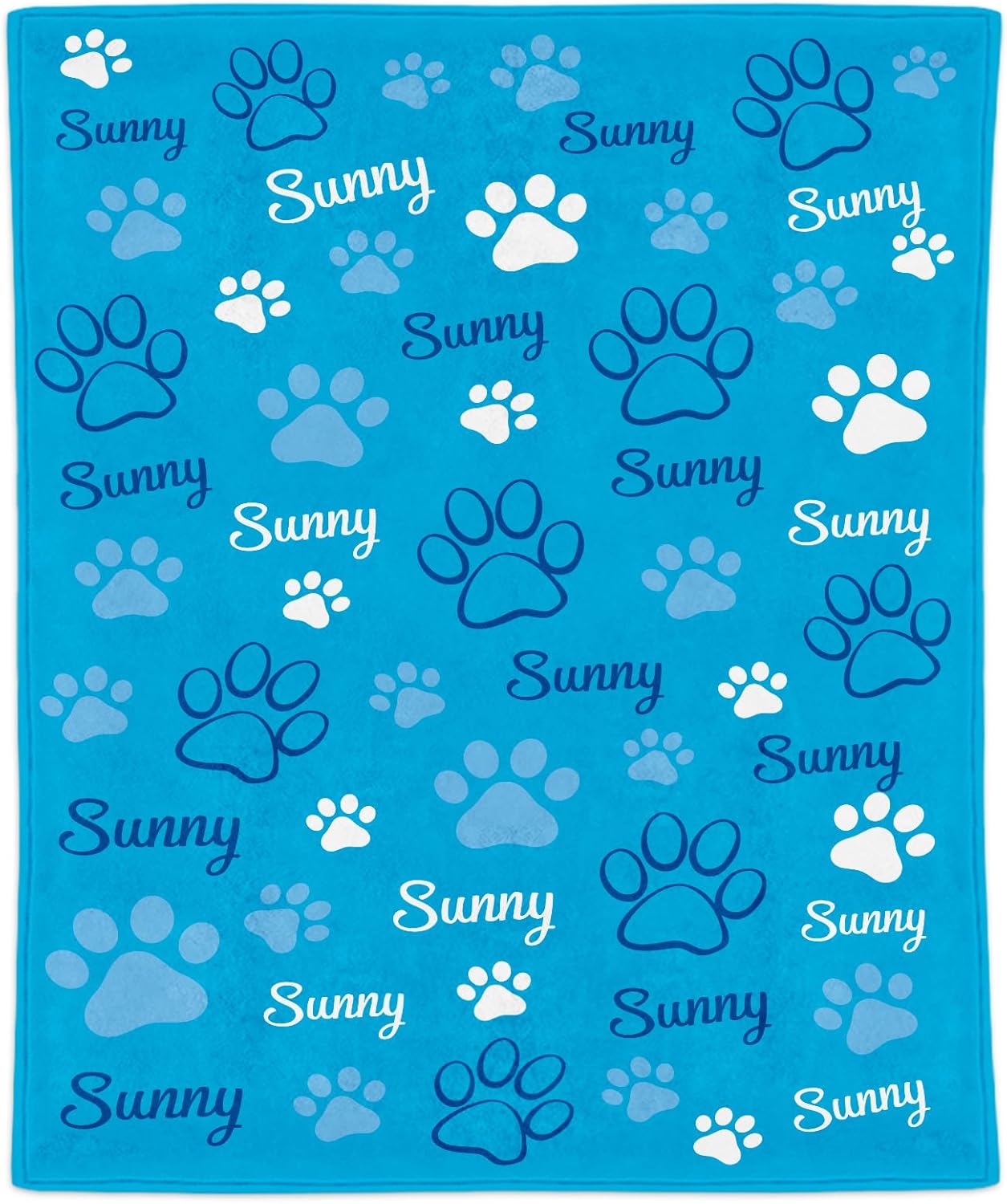 Custom Dog Blanket with Name and Paw Prints, Personalized Pet Blanket for Small Medium Large Dogs, Gift for Dog Lovers, Customized Throw Blanket for Bed Sofa Travel Printed in USA
