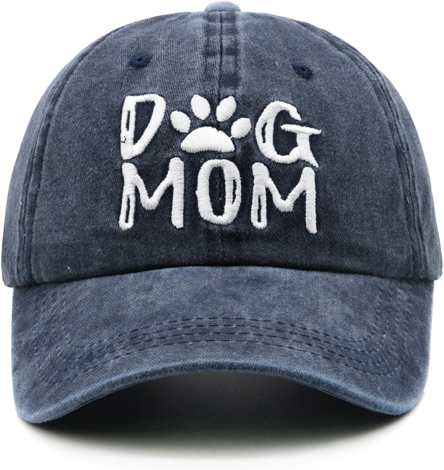 Women's Embroidered Dog Mom Hat Adjustable Denim Baseball Cap