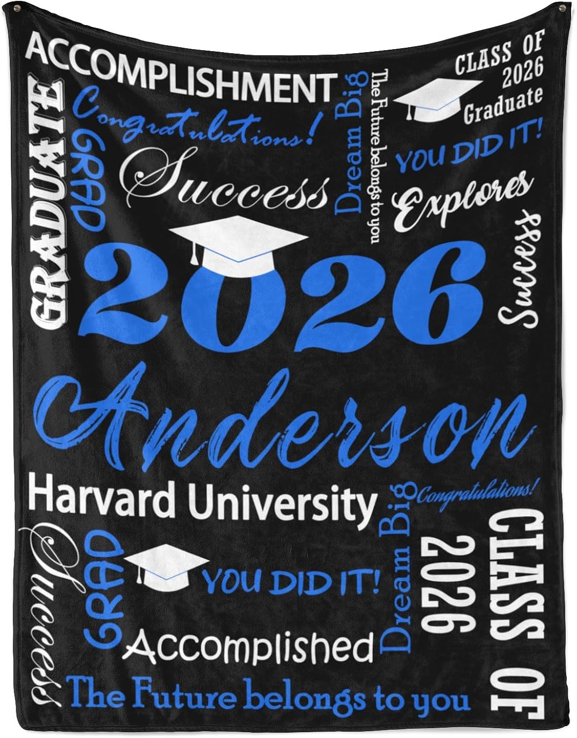 Dr.TOUGH Custom Graduation Gifts Blanket with Name School Personalized Class of 2026 Graduation Blankets for Him Her Customized Throw Blanket for High School College Graduation Gifts