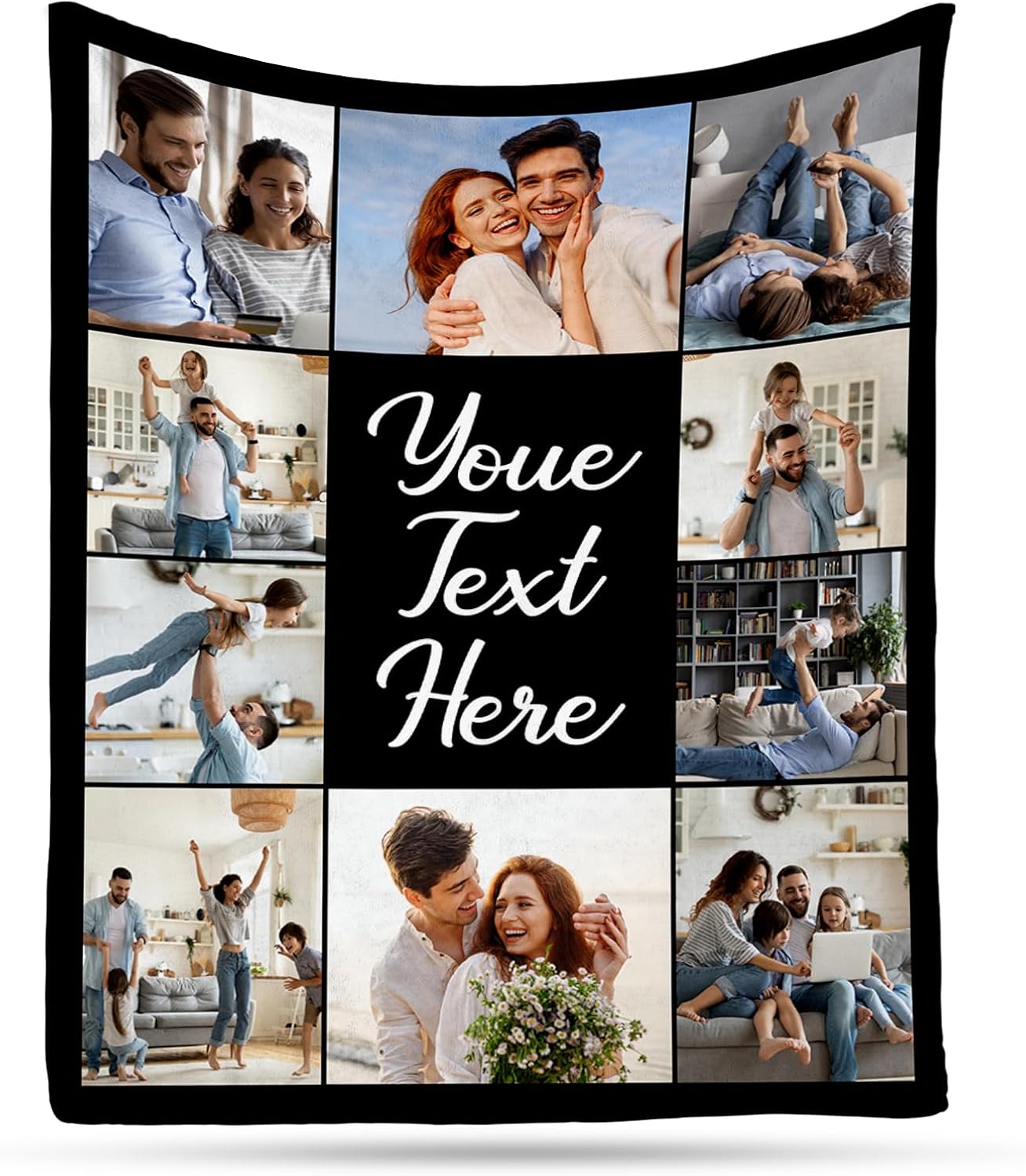 Ship Next Day, Custom Blanket with Picture - Printed in USA, Personalized Photo Throw Blankets Christmas Birthday Gifts, Customized Gifts for Couple Anniversary Girlfriend Boyfriend Mom Dad Family
