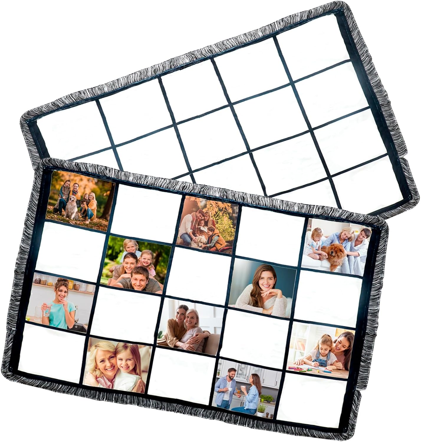 2 Pcs 40 x 60 Inch Blank Sublimation Blankets - Throw Blanket for Heat Press, Custom Photo with 20 Panel, DIY Personalized Picture Blanks, Gifts with Your Own Photos