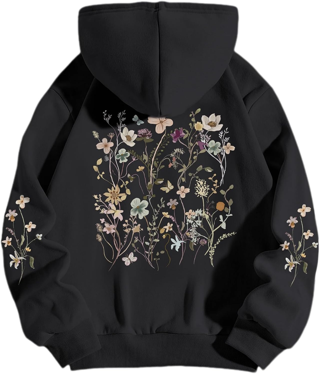 Women's Floral Printed Hoodies Vintage Aesthetic Flower Graphic Sweatshirt Cute Boho Fleece Thermal Hoodie Pullover