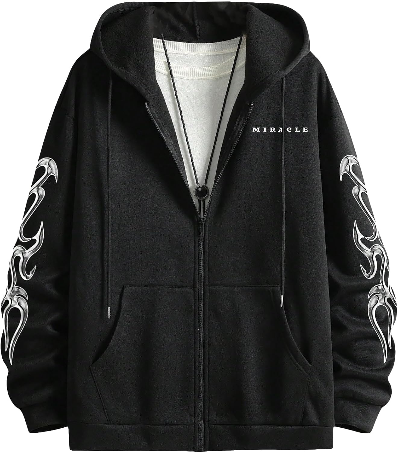 Men's Y2K Graphic Zip Up Hoodies Streetwear Designer Baggy Pullover Hooded Sweatshirts Jacket
