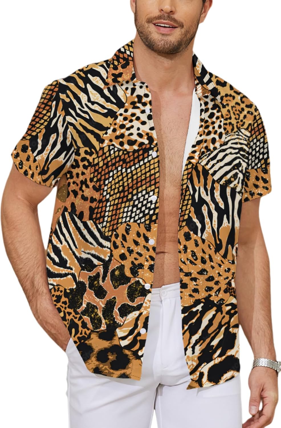 Men's Hawaiian Shirts Button Down Shirt Short Sleeve Tropical Vacation Beach Shirts