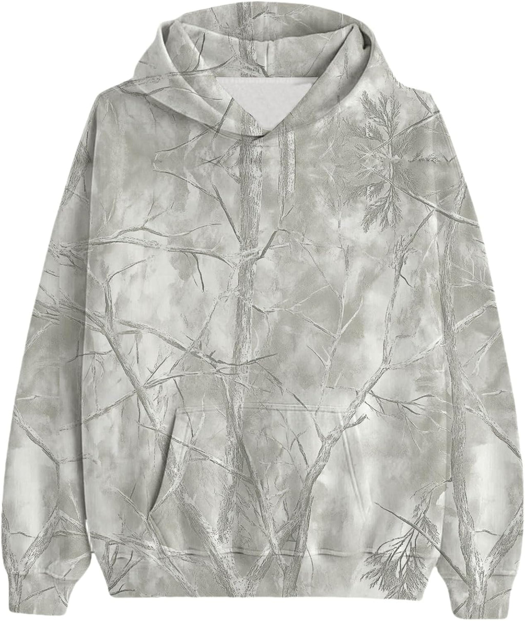 Women's Camo Hoodie Maple Leaf Print Oversized Hooded Sweatshirt Fleece Casual Long Sleeve Pullover Sweatshirts with Pockets