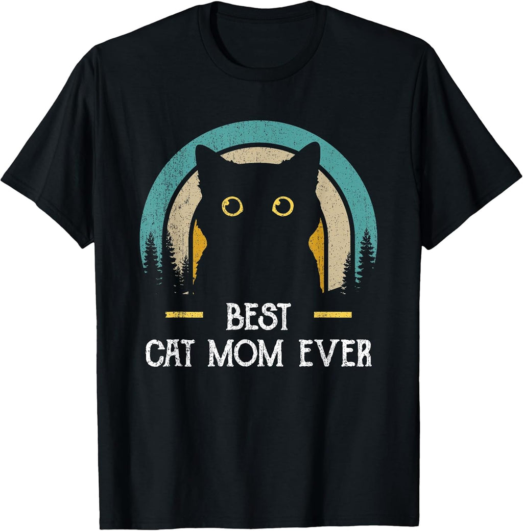 Mother's Day Cat Mommy Black Cat, Retro Best Cat Mom Ever T-Shirt