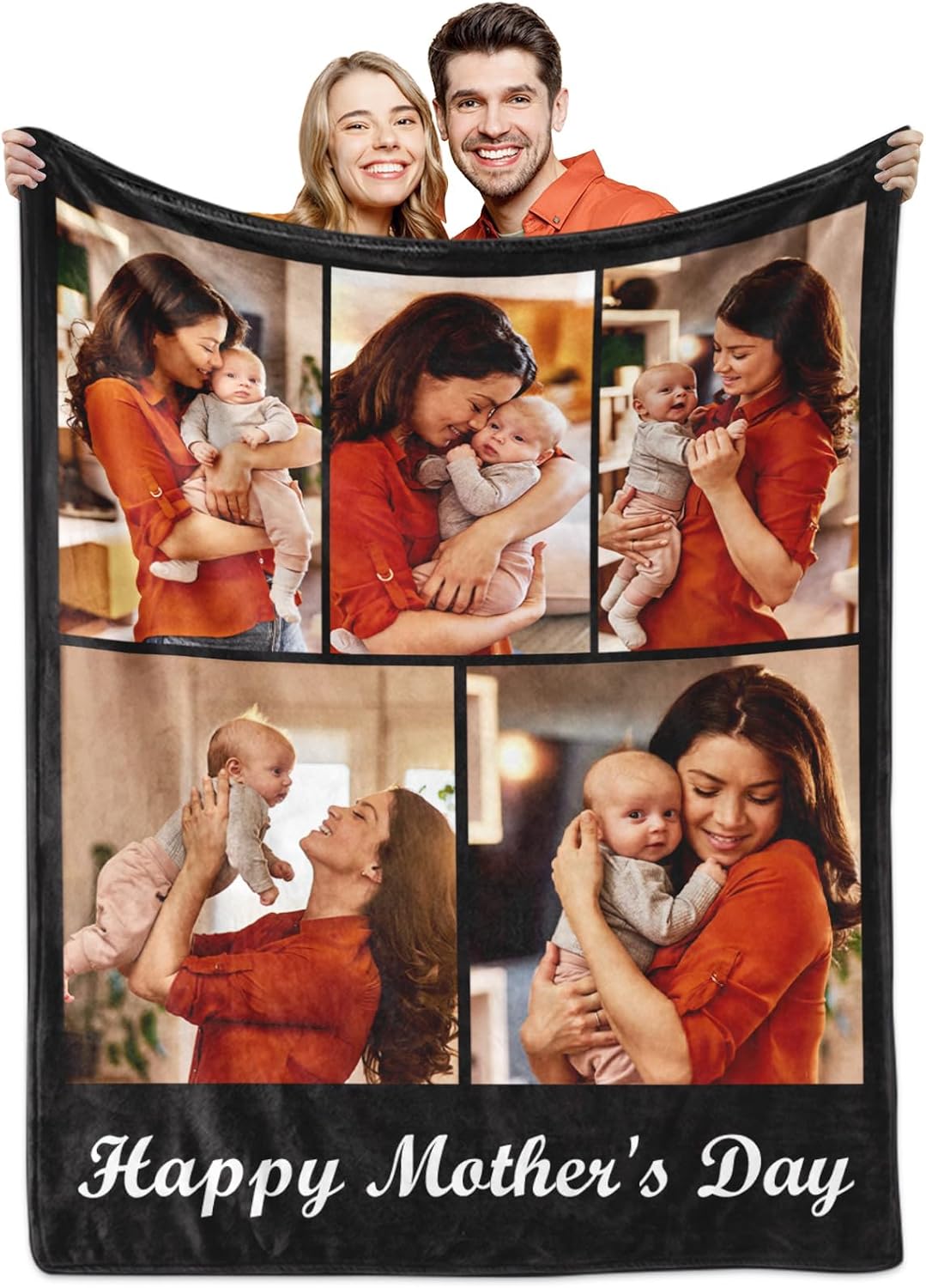 Yoke Style Ships Next Day, Mothers Day Blanket Gifts for Mom, Custom Blanket with Photos Text, Customized Flannel Picture Blankets, Personalized Throw Blanket Birthday Gifts for Women Wife Girlfriend
