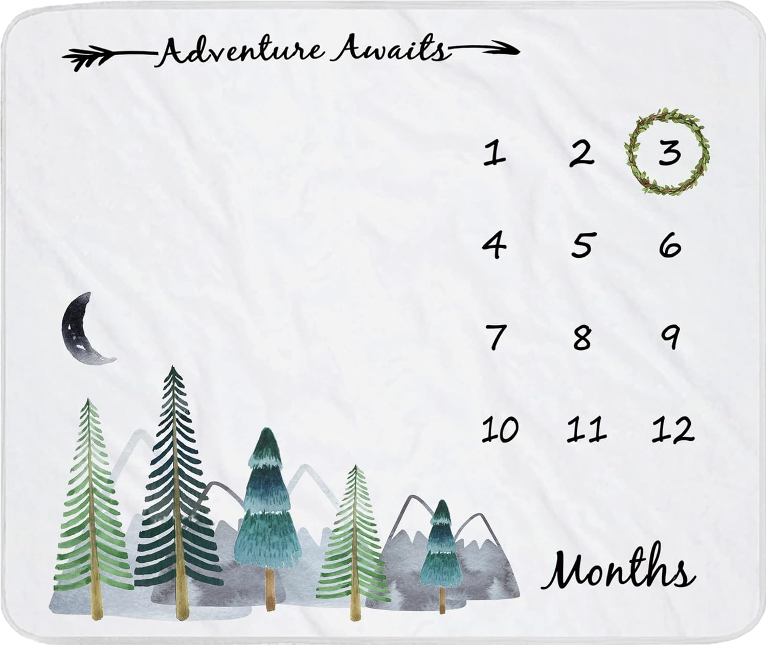 Baby Monthly Milestone Blanket for Boy Girl Gender Neutral Gift for Baby Shower, Mountain Blanket for Newborn Picture, Wreath &12 Stickers Included, Soft Flannel Blanket 45''x40''