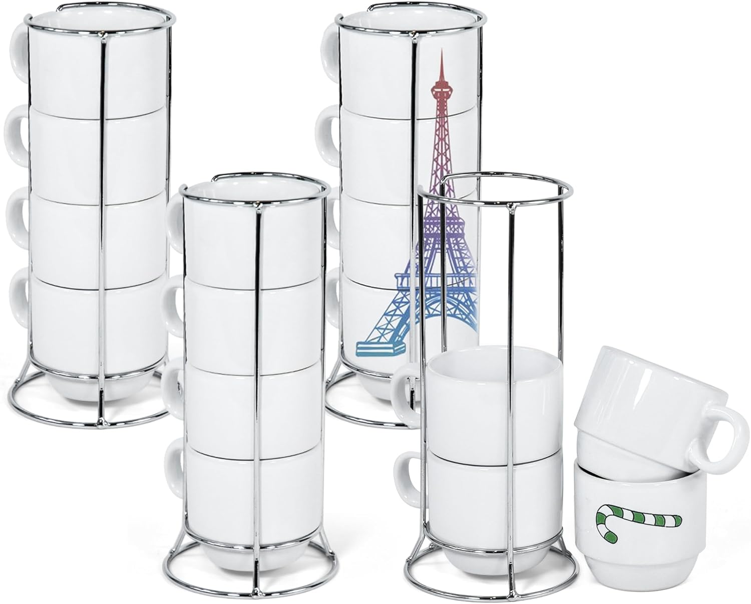 AGH 6oz Sublimation Mugs Blanks Bulk, Sublimation Coffee Stackable Mug Cups, White Plain Ceramic Mug Cups for Sublimate, Coffee, Latte, Soup, Milk, Hot Cocoa 16pcs