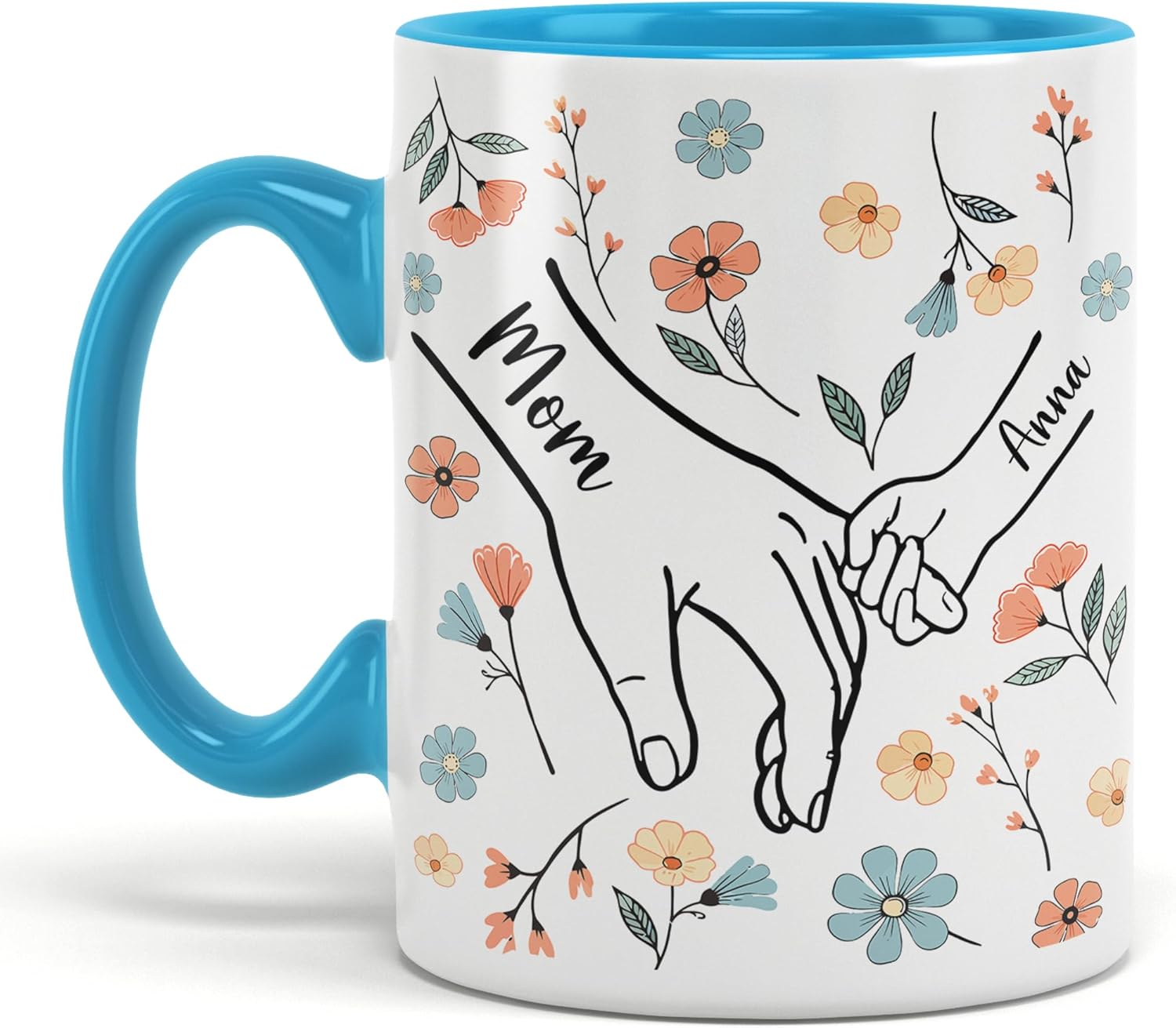 Mothers Day Gifts for Mom - Custom Floral Mom Mug - Personalized Mama, Gandma, Nana, Gigi, Granny Birthday Gifts - Coffee Mug 11oz, 15oz, White