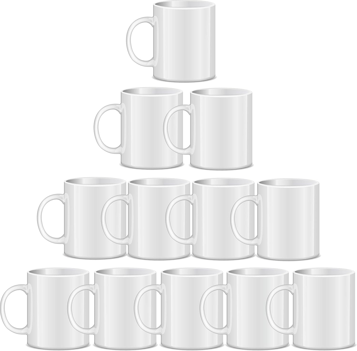 RAINBOWTIE Sublimation Mugs Blank, 11oz Sublimation Coffee mugs, White Coated Ceramic Cup, Mug Sets - Set of 12