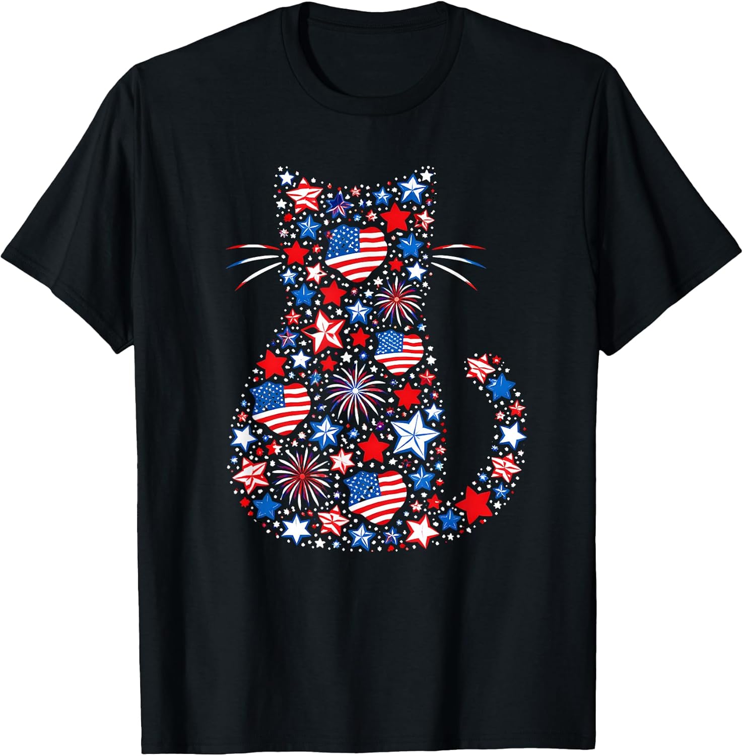 USA Flag Lucky Clover Patriotic 4th July Cat Lover T-Shirt