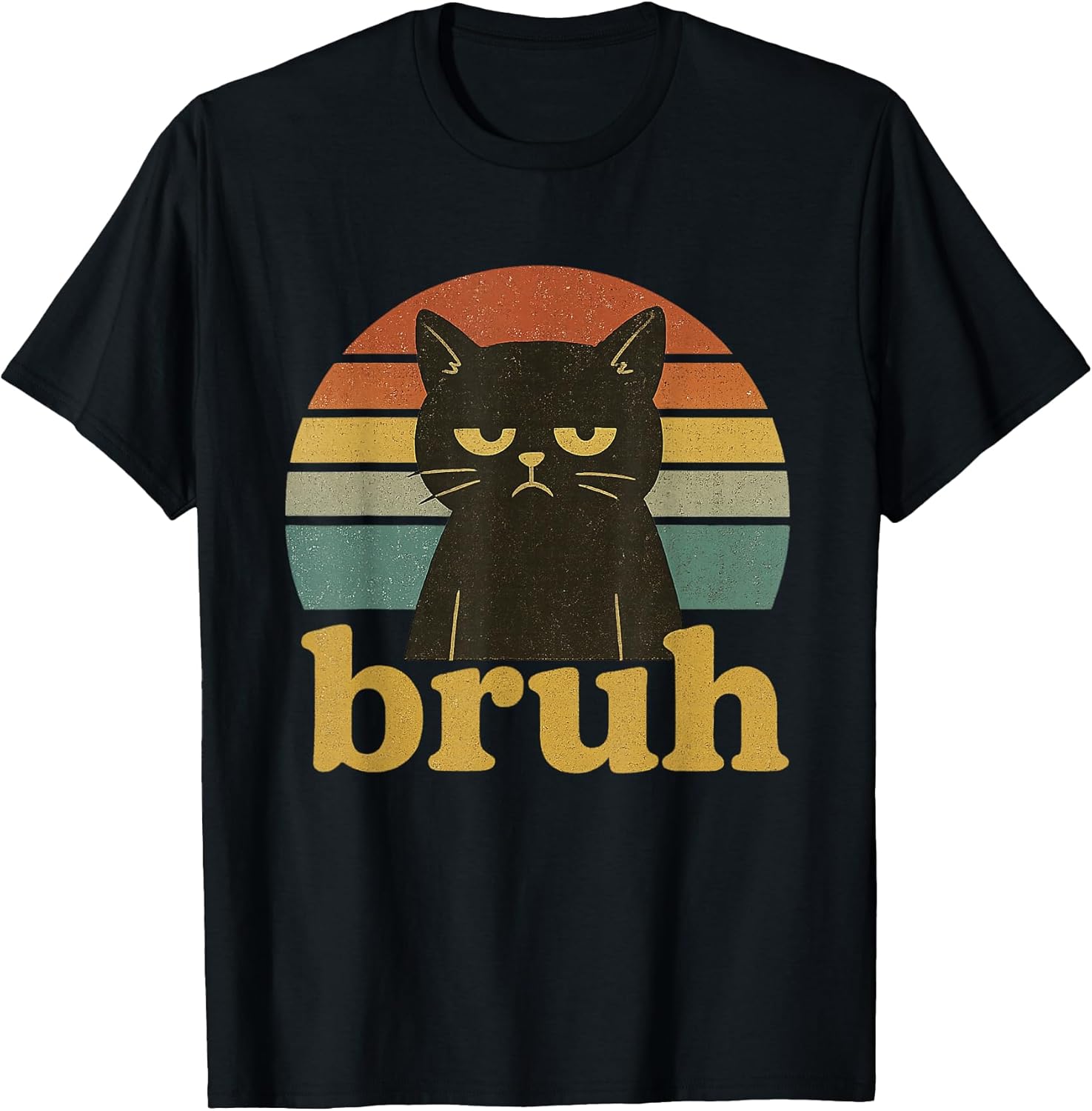Bruh Cat Funny Sarcastic Meme Retro Kitten Humor Boys Girls T-Shirt