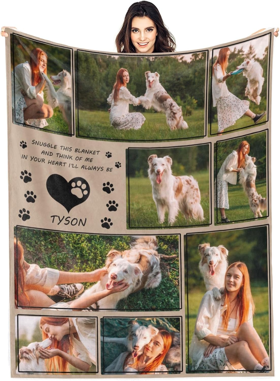 Artsadd Custom Dog Memorial Blanket - Personalized Pet Photo Blanket in Memory of Dog - Loss of Pet Remembrance Sympathy Gift for Pet Lovers Owners