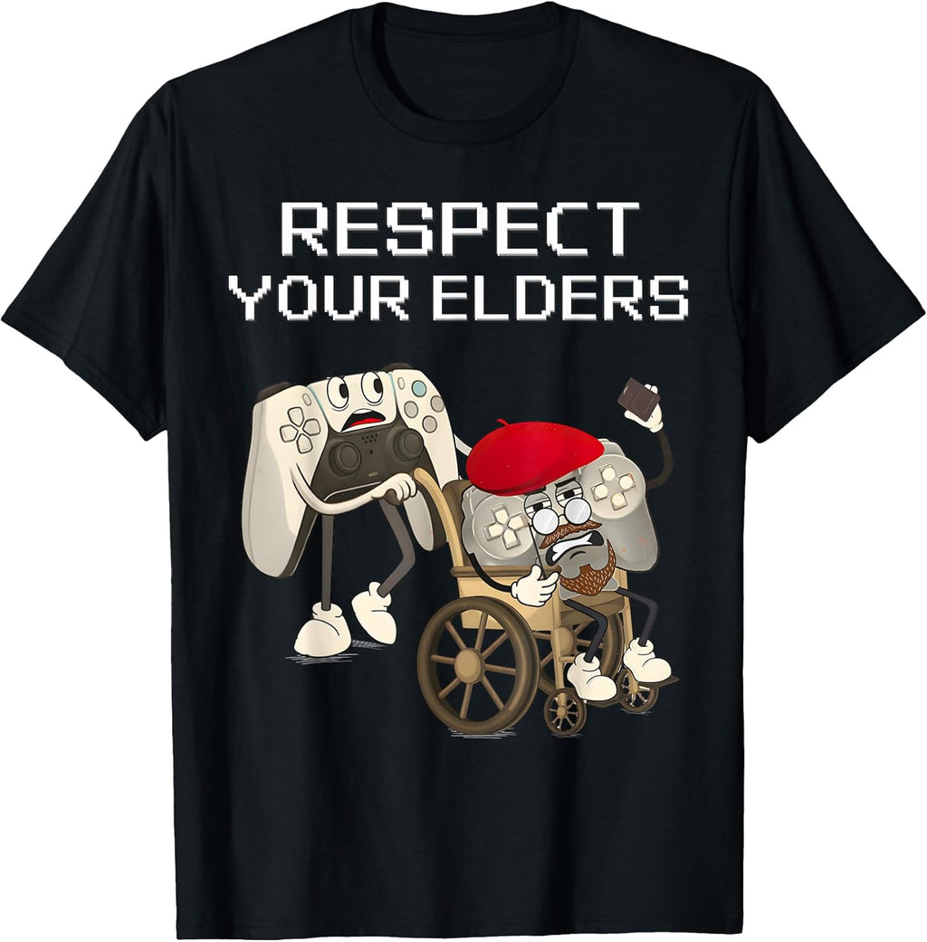 Respect Your Elders Gaming Control Retro Funny Gamer T-Shirt