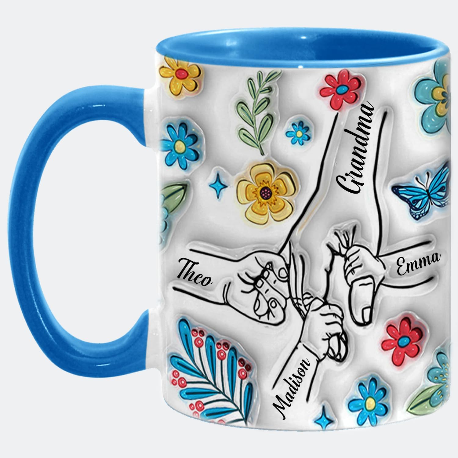 Personalized Grandma Mug, Custom Grandma with Kids name, Christmas Mothers day Mug Gifts for Nana, Mimi, Mom, Personalized Coffee Cups for Mom