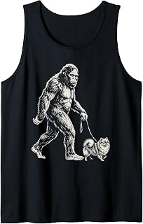 Bigfoot Walking Pomeranian Funny Sasquatch Dog Walker Tank Top