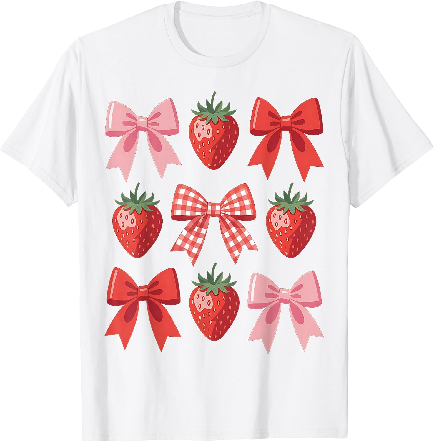 Cute Bow Coquette Strawberry Festival Cottagecore Aesthetic T-Shirt