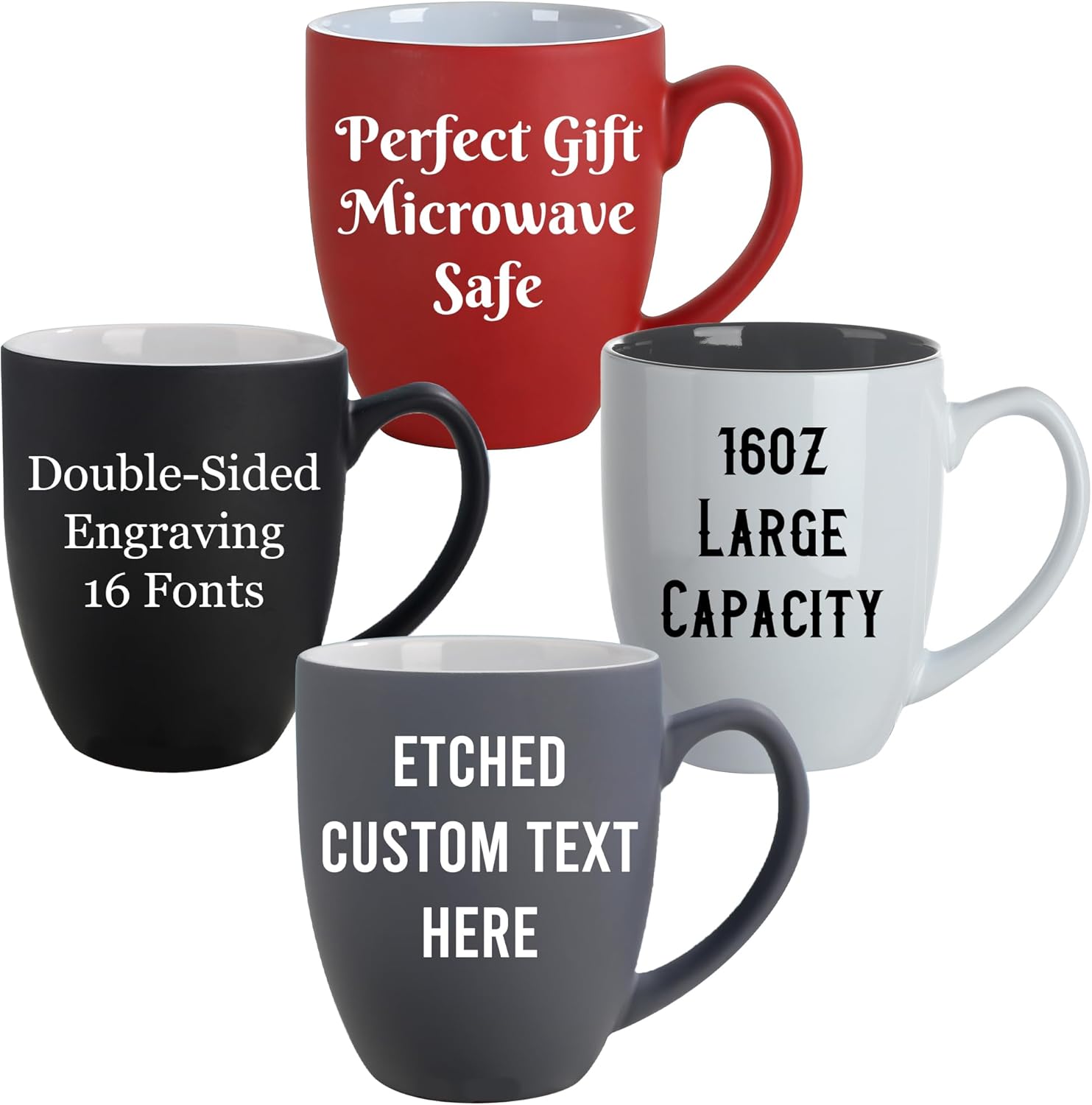 Personalized Coffee Mug Engraved with your Custom Text - Customized Coffee Mugs, Hot Chocolate Mug, Ceramic Tea Cup, Gift for women men, Birthday, Retirement