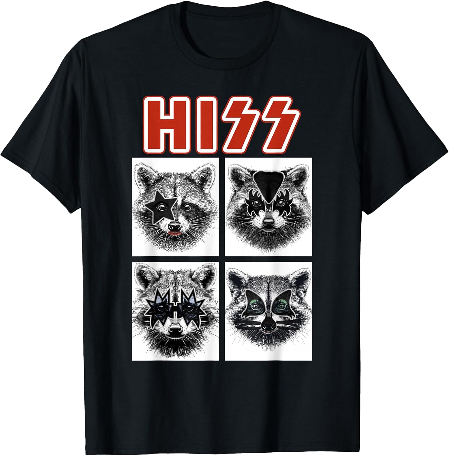 Raccoon Rock Music Band Concert Men Women Kids Funny Raccoon T-Shirt