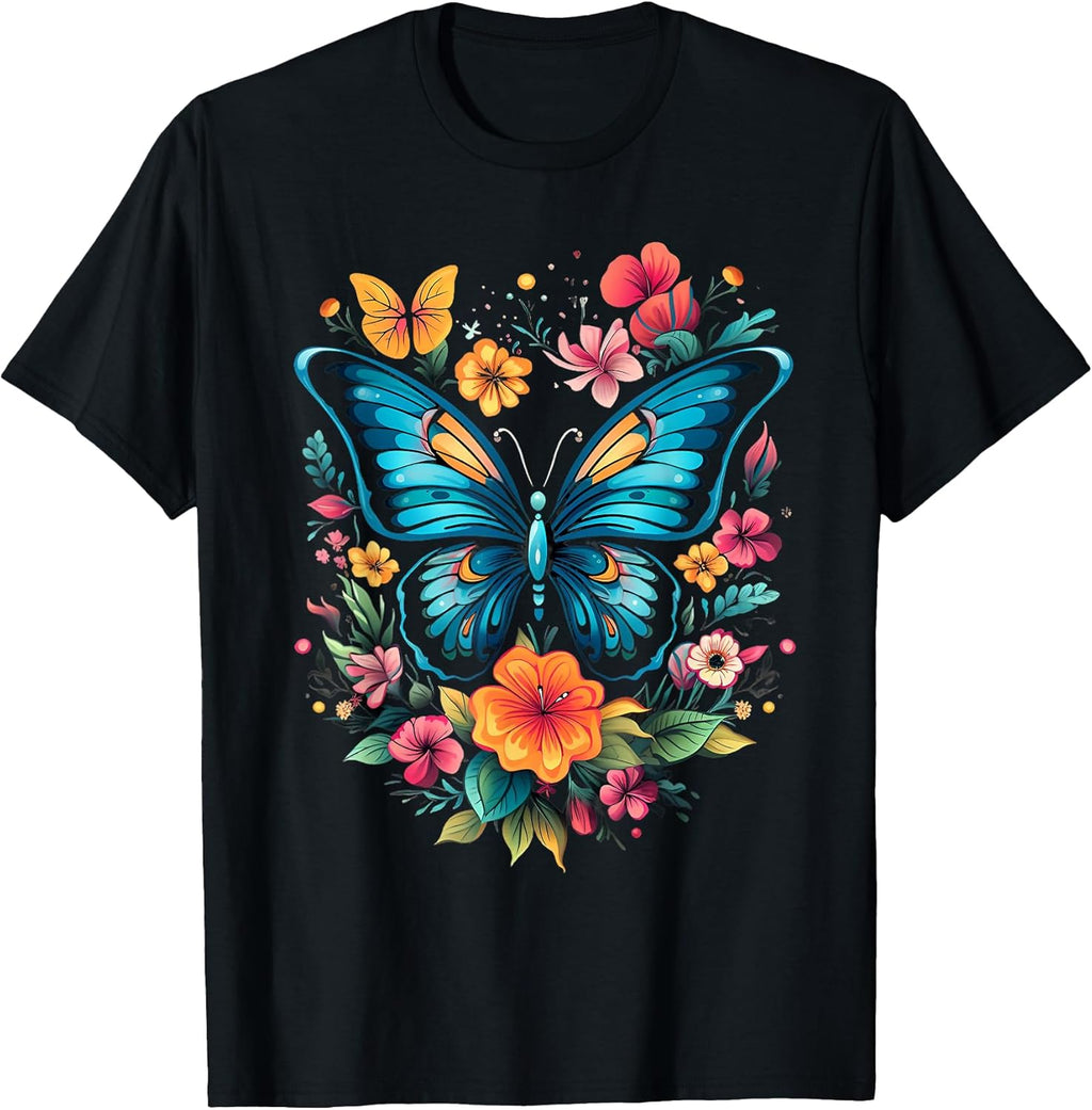 Butterfly with Flowers I Aesthetic Butterfly T-Shirt