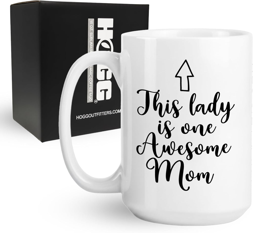 Hogg Awesome Mom Mug, 15 oz Ceramic Cute Coffee Cup, Awesome Mom Gifts, Mothers Day Coffee Mug, Funny Mothers Day Gifts