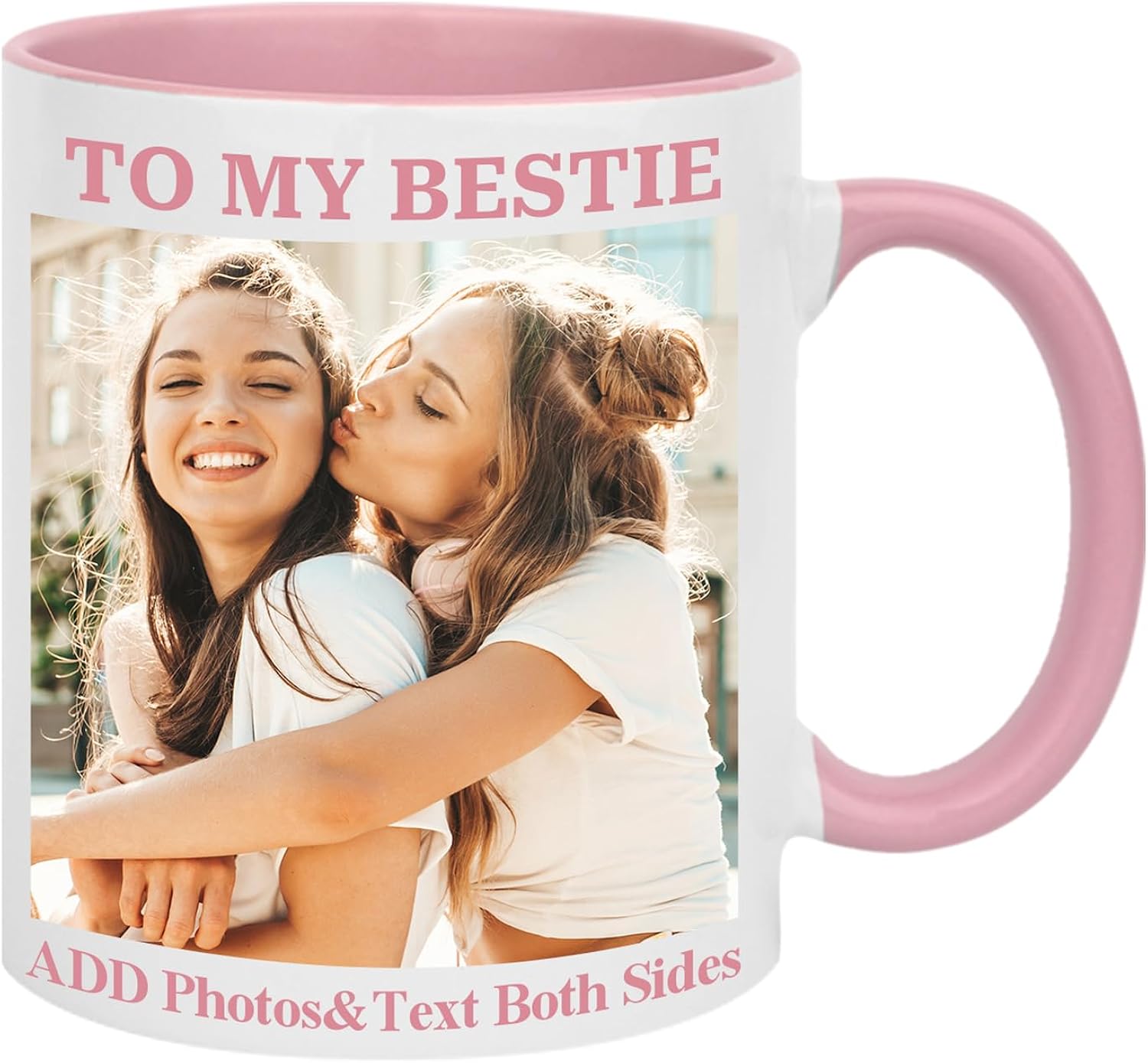Custom Coffee Mug Personalized with Pictures Text on Both Sides, 11 oz Ceramic Photo Mug Wholesale Personalized Gifts for Women Men, Customized Photo Gifts for Birthday Anniversary