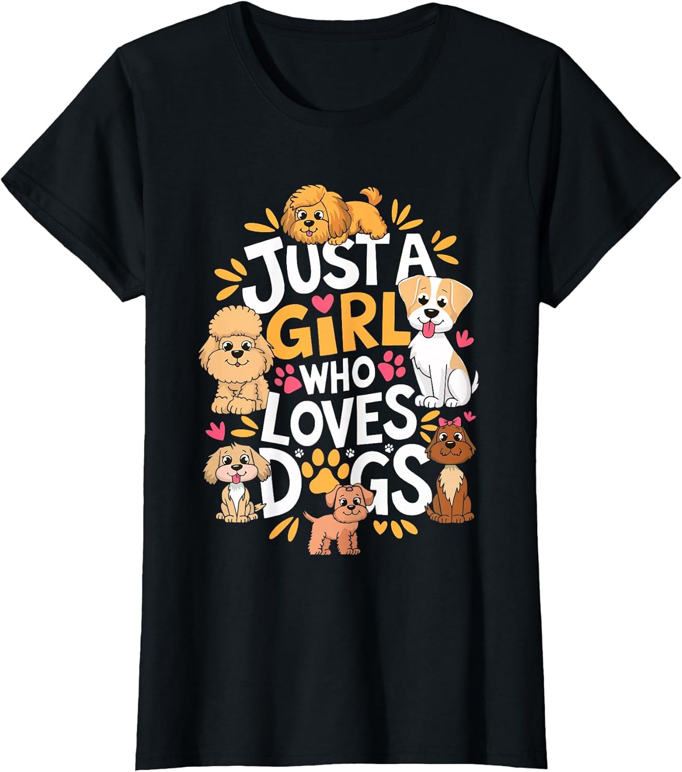 Just A Girl Who Loves Dogs Shirt Women Kids Dog Lover T-Shirt