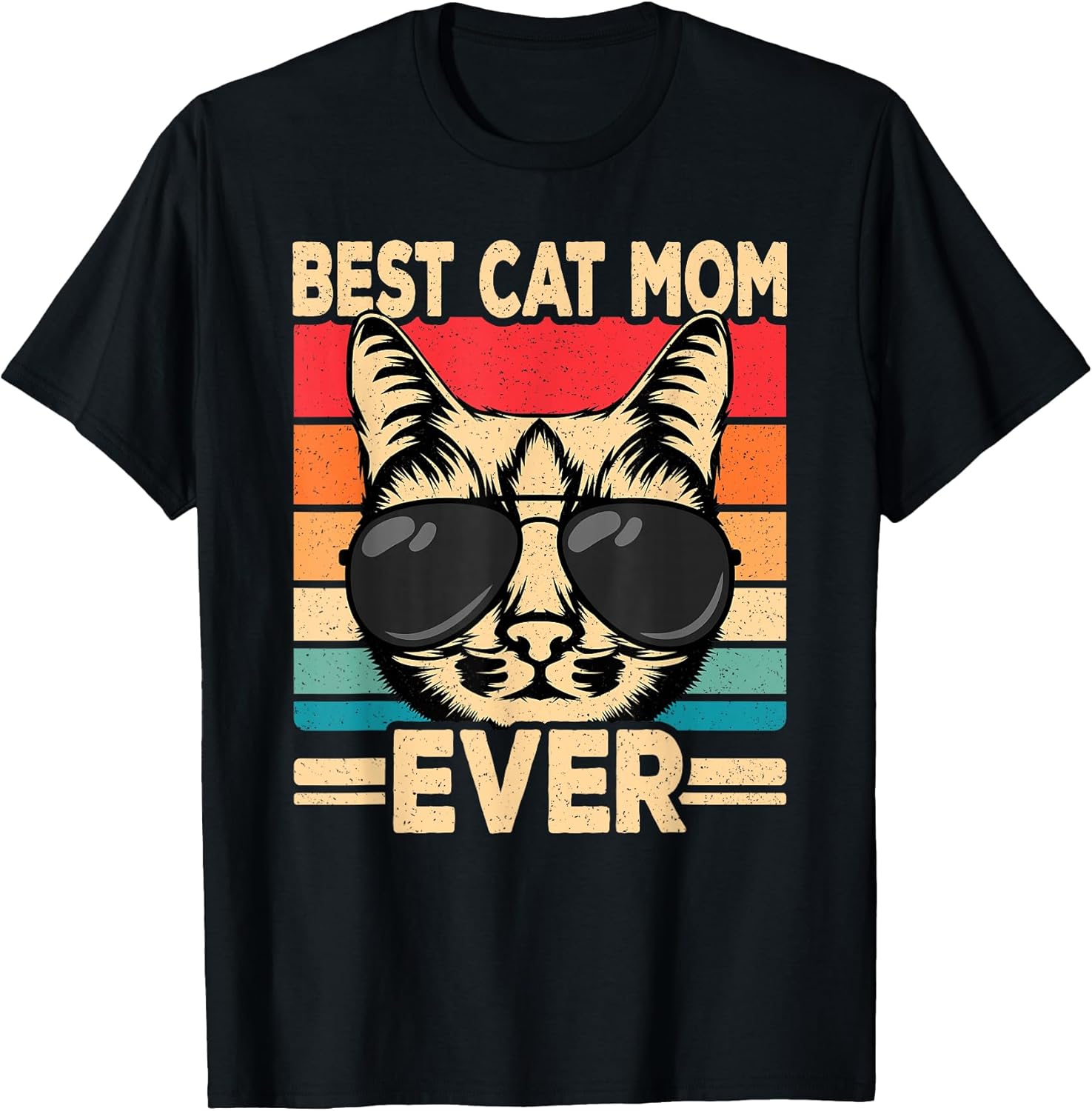 Best Cat Mom Ever Funny Cat Lover Retro Cat Women T-Shirt