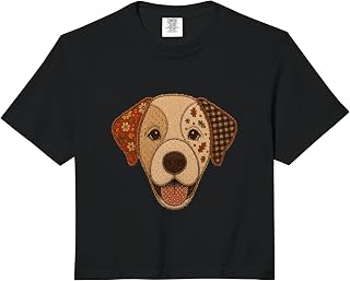 Patchwork Labrador Rustic Autumn Dog Quilt Art Graphic Comfort Colors Crop Top