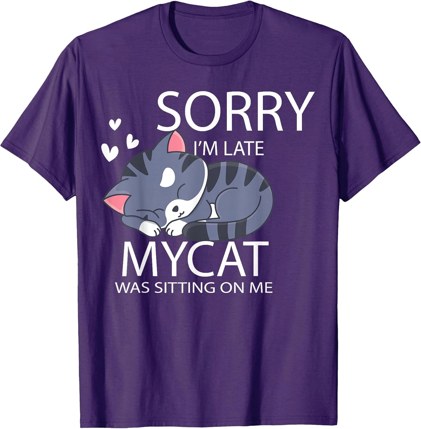 Sorry I'm Late My Cat Was Sitting On Me Cat Lover Gift Men Women Girls Kids T-Shirt