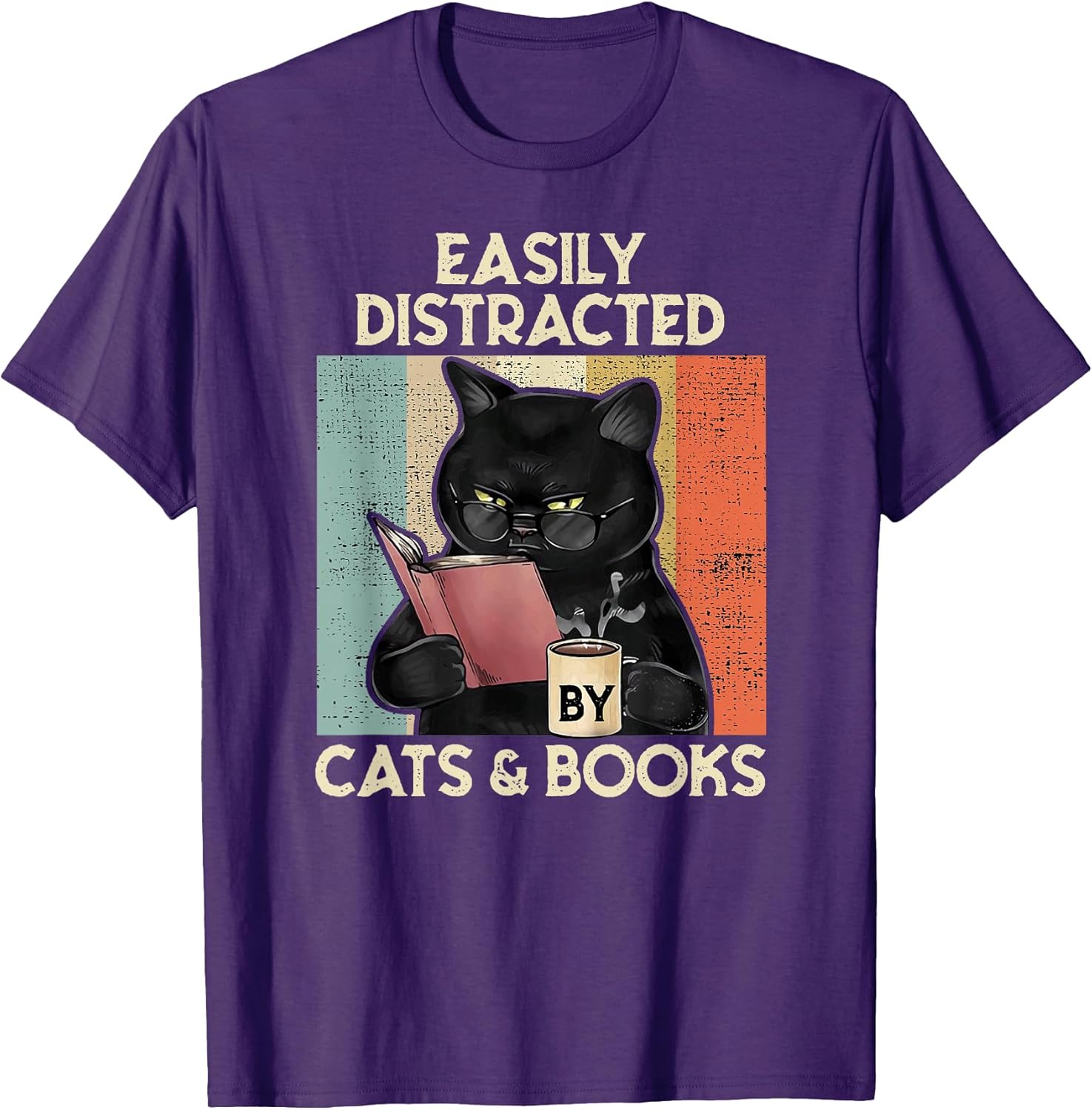 Easily Distracted by Cats And Books for Cat Lovers T-Shirt