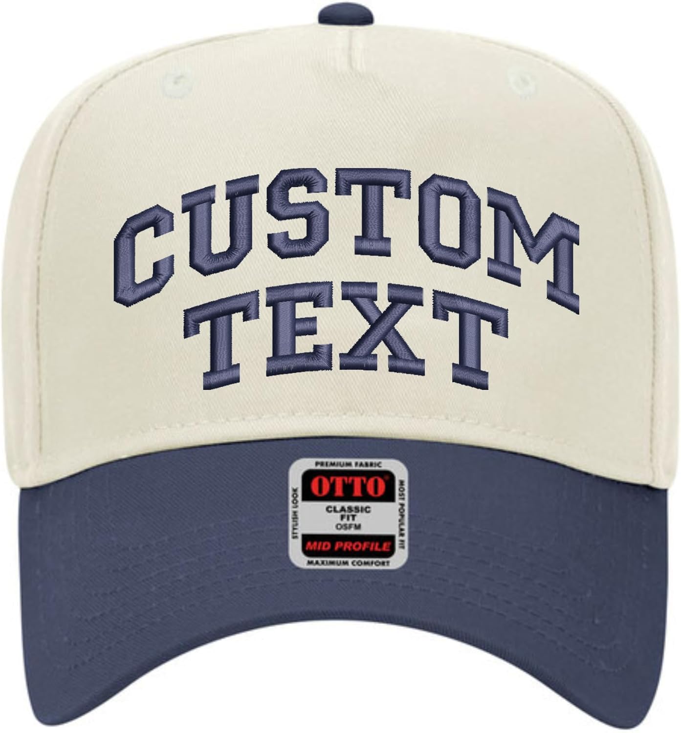 Custom Arched Text Hat | Two Tone Trucker Hat | Unisex 5 Panel Adjustable Snapback | Personalized Trendy Embroidered Ballcap