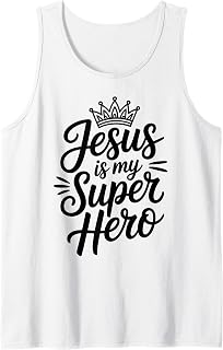 Retro Jesus is My Super Hero Christian Family Kids Faith Tank Top