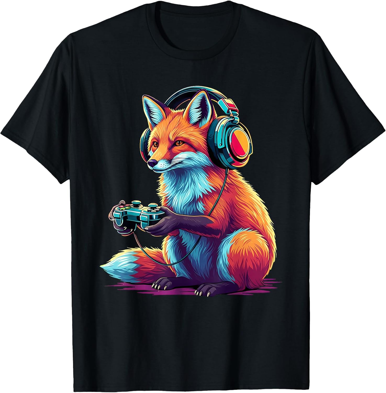 Fox Gaming Animal Video Games Funny Fox T-Shirt