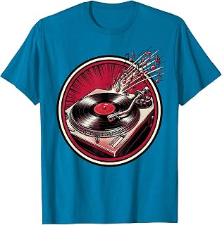 Vintage Record Player Floating Musical Notes T-Shirt